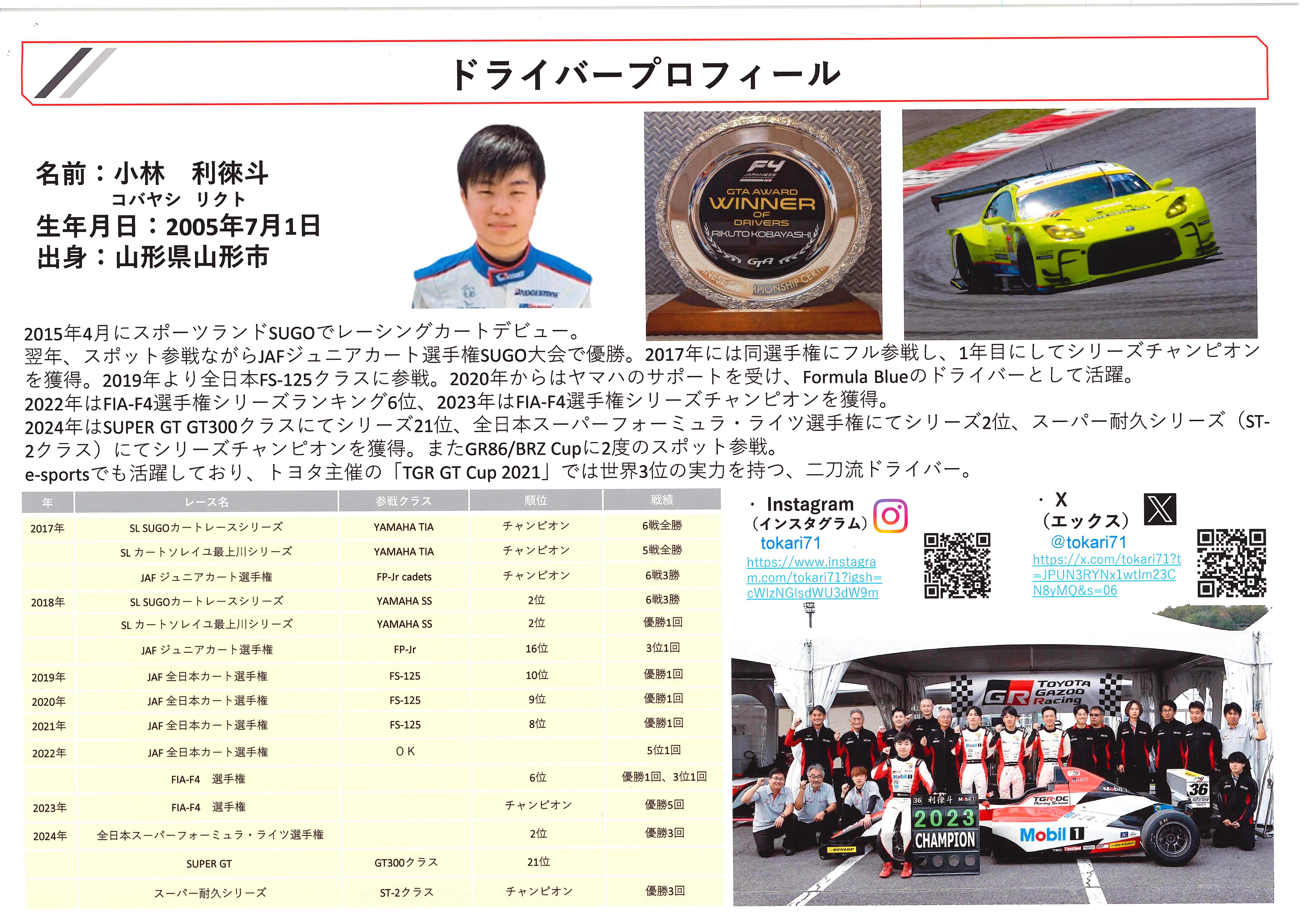 ドライバープロフィール